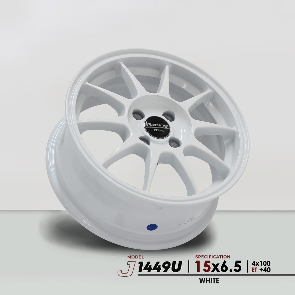 4pcs Velg Racing ENKEI Rallyart X 15x6.5 4H 100 et40 Ring 15 R15 Putih Ringan untuk Mobil Brio Jazz 