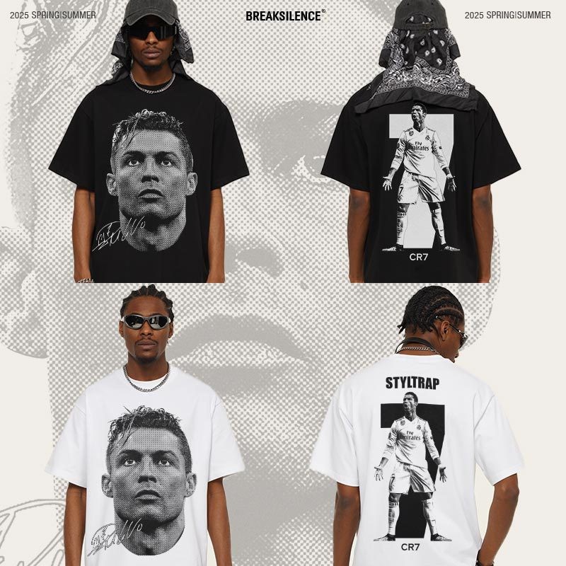 Tshirt Vivammo White Tee CRISTIANO RONALDO CR7 , ICONIC OF FOOTBALL