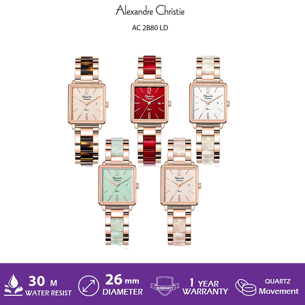 AC 2B80 JAM TANGAN WANITA ALEXANDRE CHRISTIE AC2B80 MODEL KOTAK ORIGINAL GARANSI RESMI
