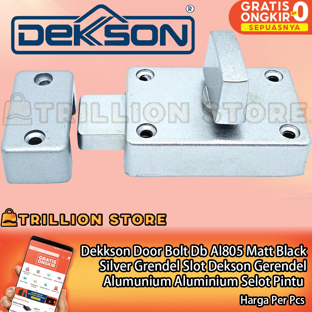 Dekkson Door Bolt Db Al805 Grendel Slot Pintu Jendela Dekson Matt Black Silver Gerendel Alumunium Al
