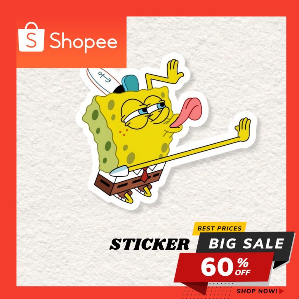 

STICKER SPONGEBOB SQUAREPANTS LICK AESTHETIC ANTI AIR VINYL / STIKER HELM LAPTOP HP MOTOR TUMBLR TAS KOPER