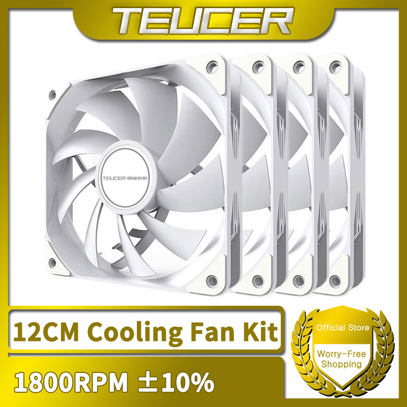 TEUCER 1800RPM 4PIN PWM White 12cm Computer Case Cooling System Fan Silent PC CPU Cooler 120mm Fans 