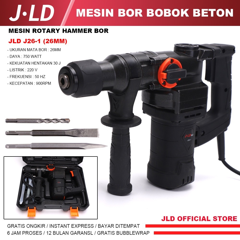JLD 26MM Mesin bor BOBOK BOR TEMBOK BETON J26-1 - 1200W MESIN ROTARY HAMMER BOR MESIN BOR impact by 