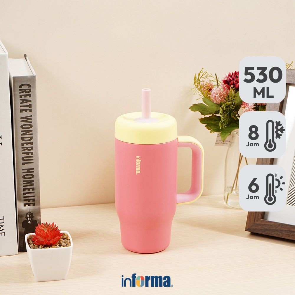 Informa Hadley Botol Vacuum Flask Stainless Steel 530 ml - Pink Tumbler Botol Air Tempat Minum Botol