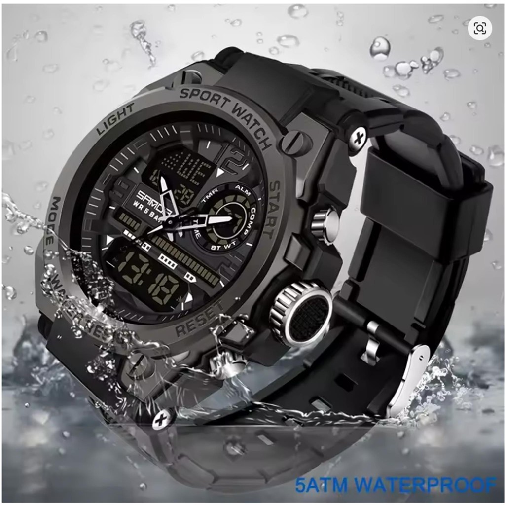 SANDA 6024 Jam Tangan Fashion Pria Dual Time Water Resist