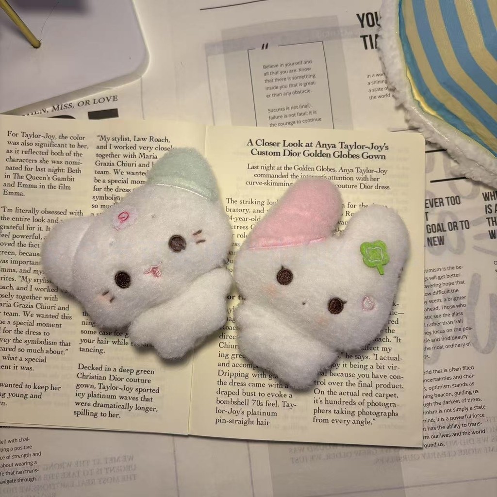 Gantungan Kunci Boneka Kelinci Semanggi  Keychain Boneka Kucing Kue Ikan Cute Doll Pendant Plush