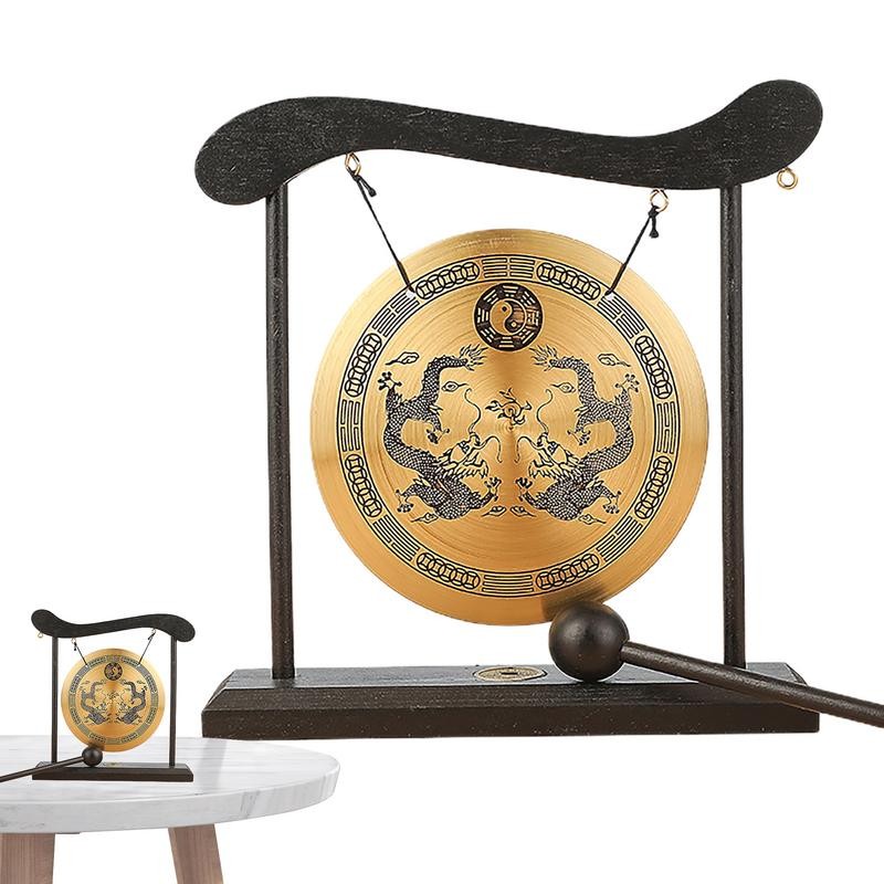 Feng Shui Gong Chinese Feng Shui Zen Gong Bell With Stand And Mallet Dragon With Taiji Symbols Deskt