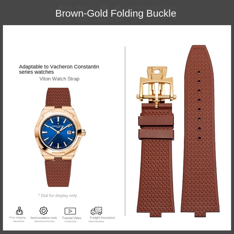 High Quality Quick Release FKM Rubber Strap For Men Size Vacheron Constantin Overseas 4500V 5500V 79