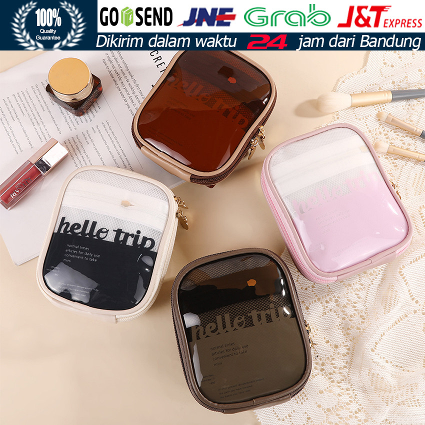 Pouch Makeup Transparan Waterproof Anti Air / Tas Kosmetik PVC Serbaguna / Dompet Makeup Travel Orga