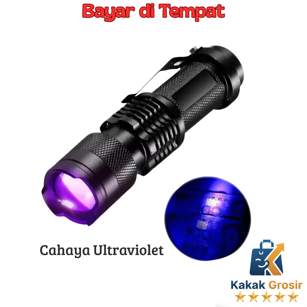 Senter UV LED Flashlight Senter LED Ultraviolet 395 Terbaik Premium