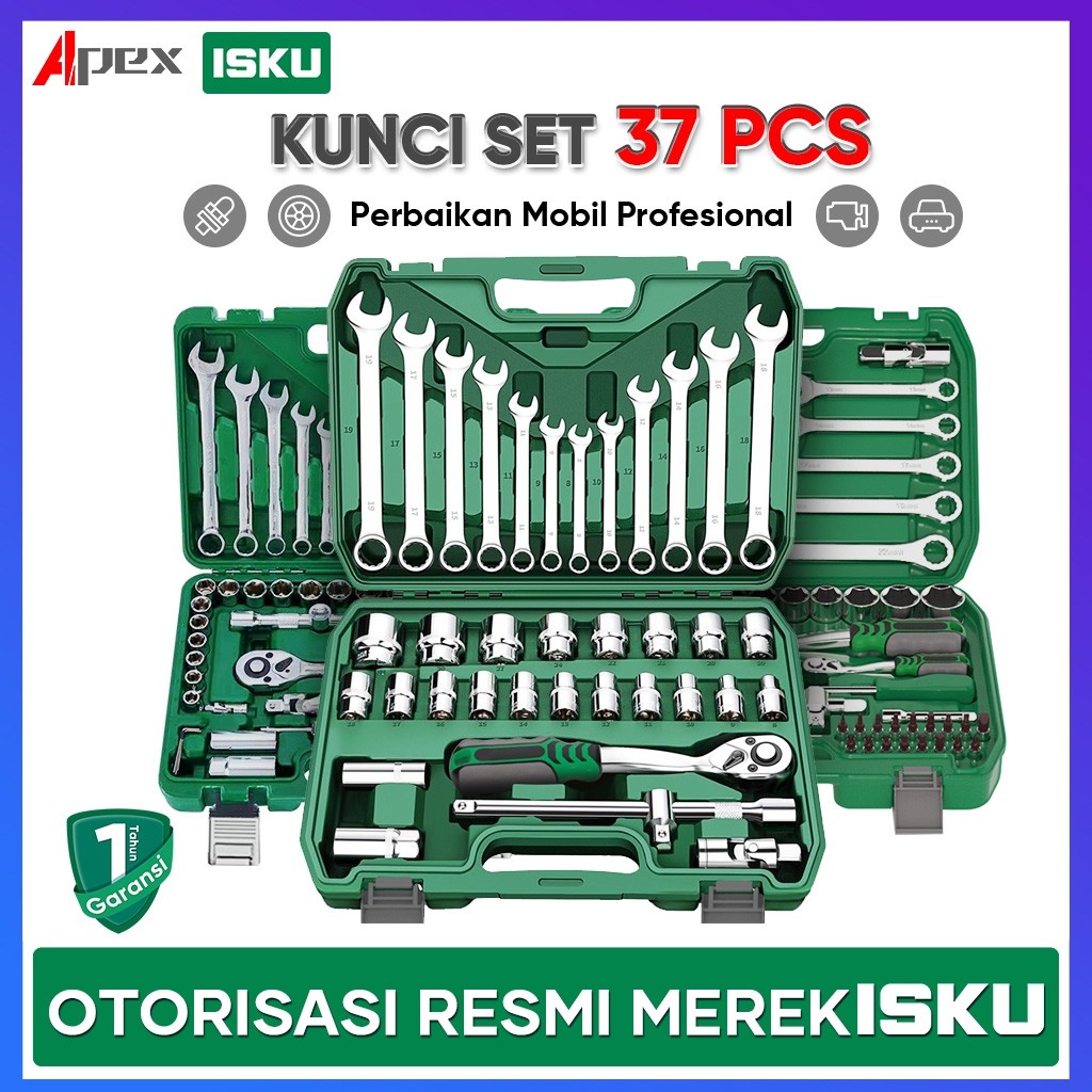 BAR - kunci shock 1 Set lengkap 37 61 82 pcs/kunci sok set lengkap tool box perkakas bengkel/kunci