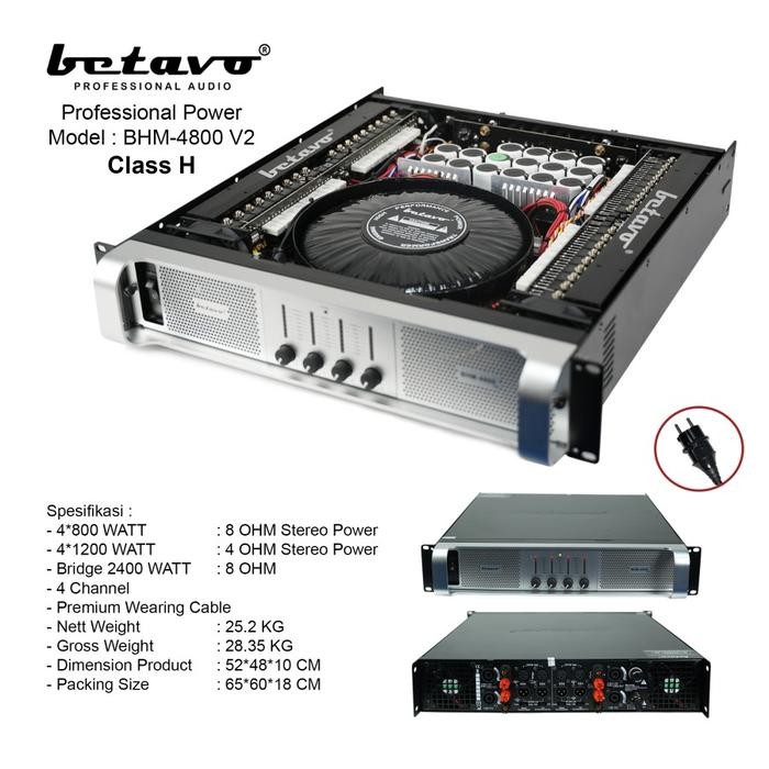 Power Betavo Professional BHM 4800 V2 | 4 Channel original garansi resmi 1 tahun