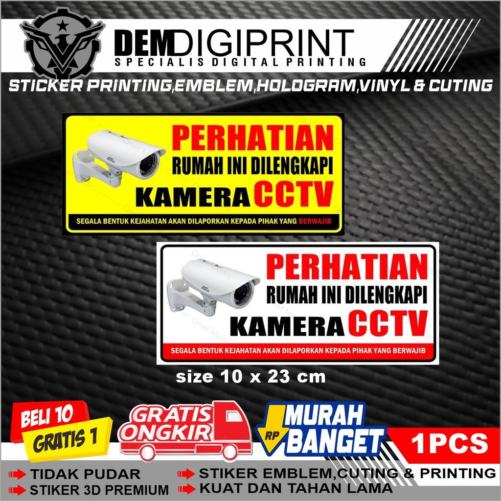 STIKER CCTV RUMAH + LAMINATING GLOSSY/DOFF