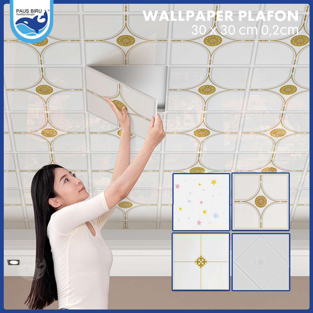 Paus Biru - Sticker Wallpaper Plafon Dinding Vinyl 30 x 30 cm 0,2cm Vinyl Marbel Granit Stiker Keram