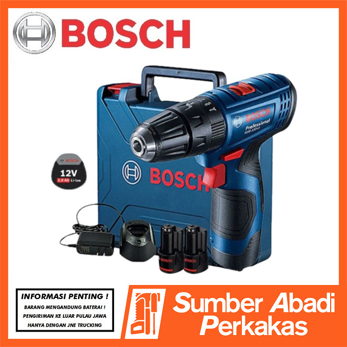 BOSCH GSB120LI Mesin Bor Cordless Drill 10mm Impact Beton Tembok Baterai Batre Tangan Tanpa Kabel Ch
