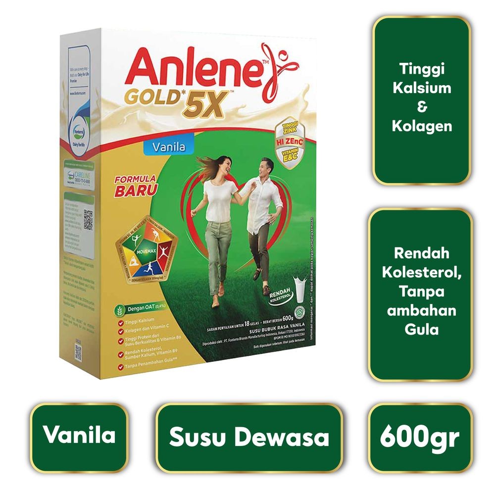 ANLENE GOLD 5X SUSU BUBUK HI-CALCIUM VANILA 600/570g