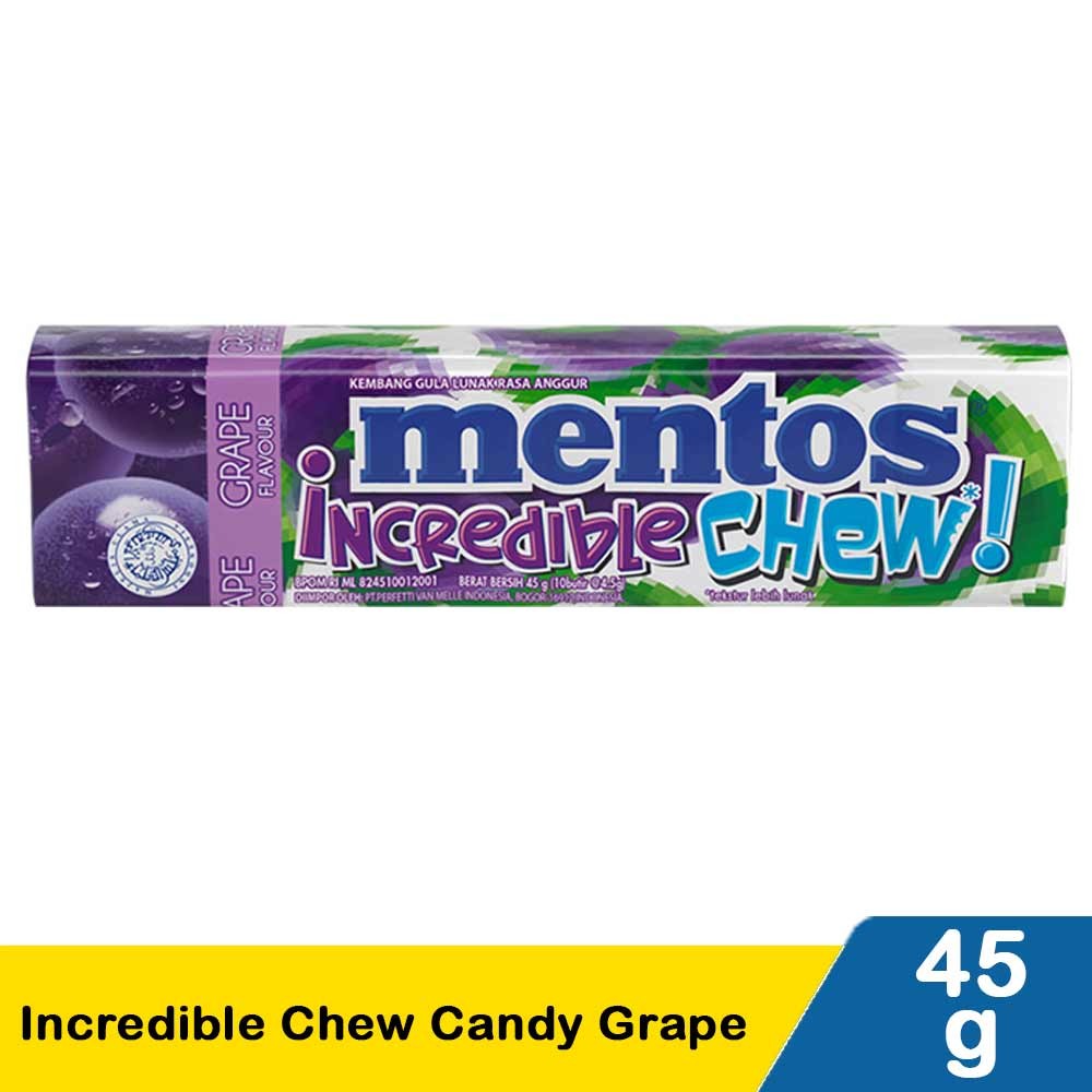 MENTOS INCREDIBLE CHEW CANDY GRAPE 45g