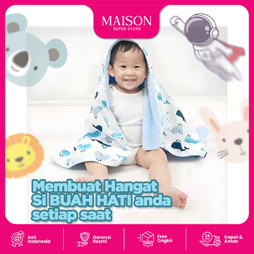 Goto Qimo Blanket Selimut Bayi Lembut Hangat Anak Polos Motif