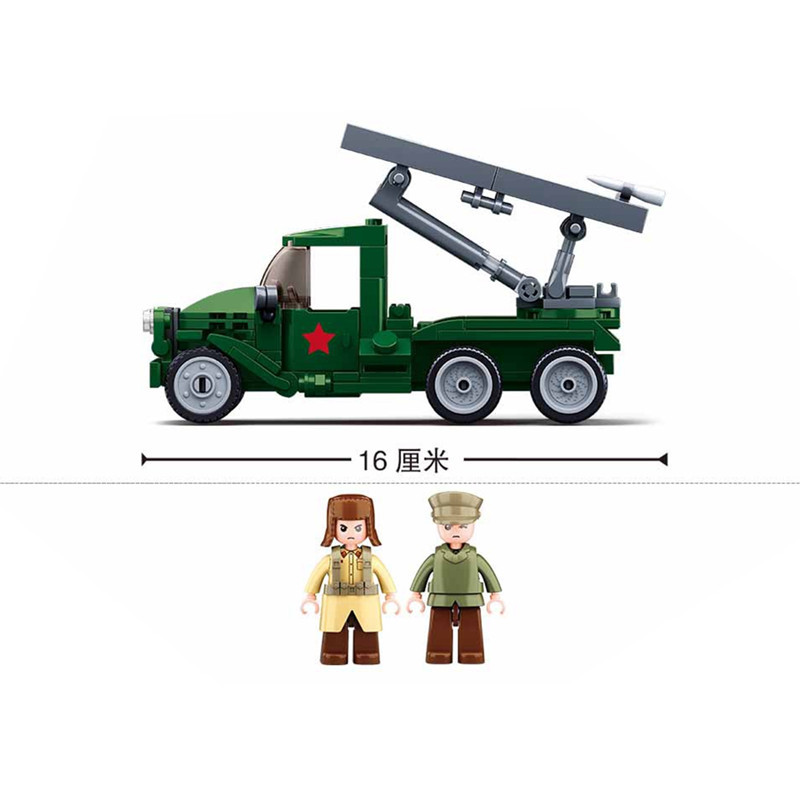 Military WW 2 II BM-13 Rocket Artillery Katyusha Missile Guns Army Weapon Buig Blocks Kit Bricks Cla