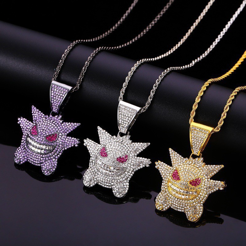 Cartoon Pokemon Gengar Anime Figure Metal Necklace Decorative Pendant Hip Hop Necklace Jewelry Acces