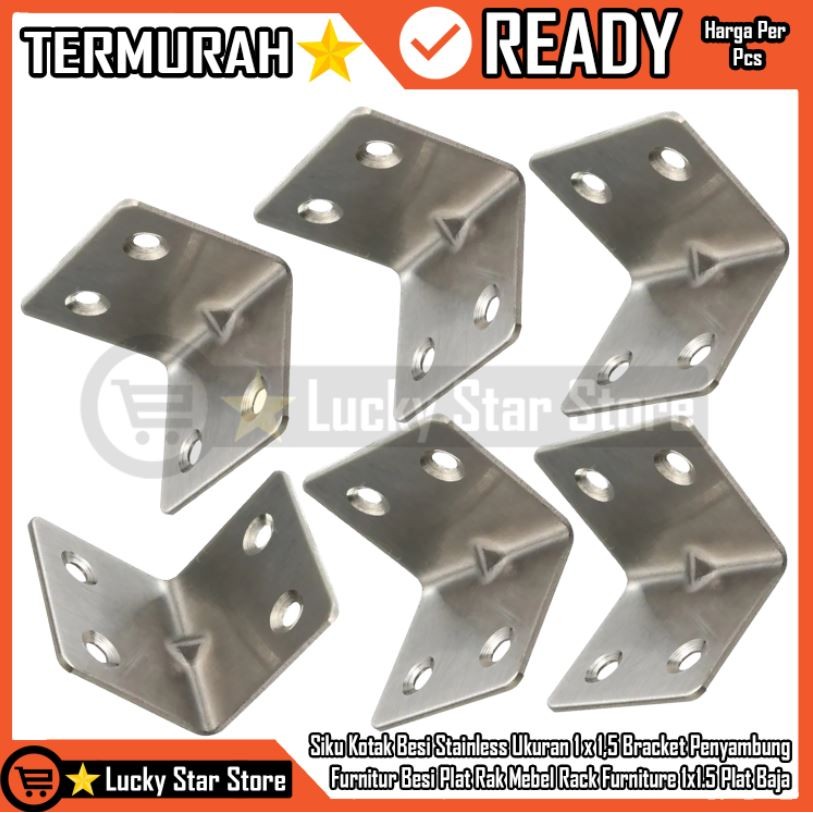 Siku Kotak Besi Stainless Ukuran 1 x 1,5 Bracket Penyambung Furnitur Besi Plat Rak Mebel Rack Furnit