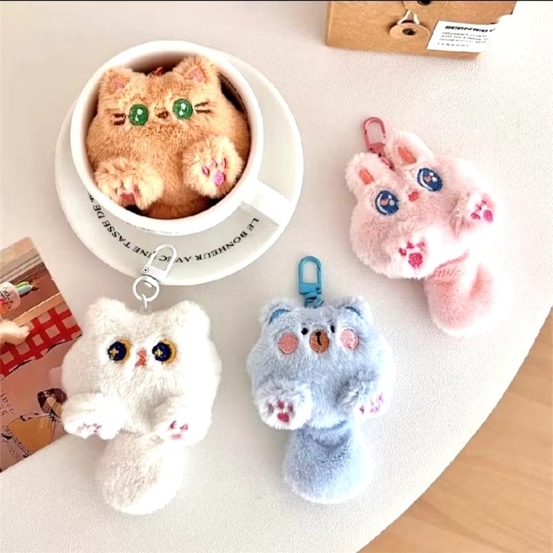 AB228 Hiasan Gantungan Tas Boneka kucing Bag Charm Phone Keychain Bunny Pink Gantungan Tas Kunci Hia