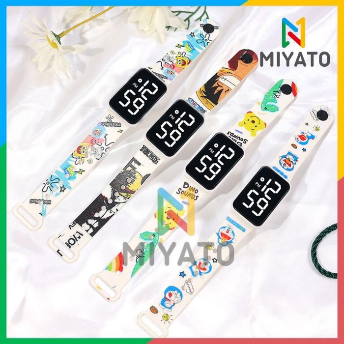 Jam Tangan Anak Led Digital Touch Screen Karakter Pikachu Hello Kitty Astronot Kartun Strap Silikon 