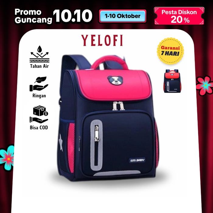 Tas sekolah Anak cewe cowo Tas  Fashion ransel Anti air Terbaru 1001 - MERAH