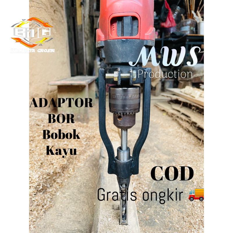 Adaptor bor bobok kayu / dudukan bor pahat kayu / acesoris bor tangan / penjepit bor bobok kayu