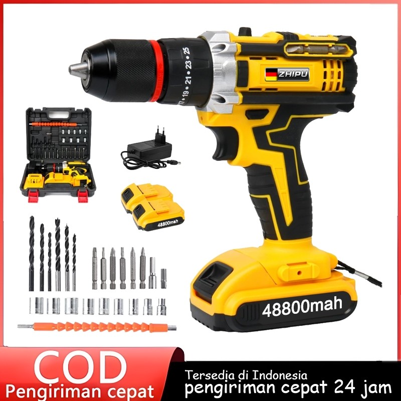 ZHIPU Mesin Bor Listrik  Bor Baterai Bor Cordless Bor Listrik Set Lengkap Impact Baterai