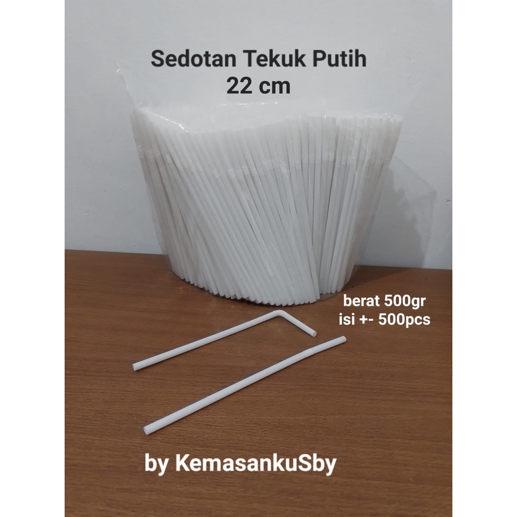 Sedotan Plastik Tekuk/Bengkok Putih 6 mm Kiloan isi 500gr 0280030
