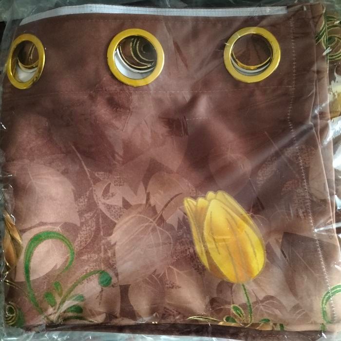 Tirai Gorden/Gordyn Minimalis Blackout Printing Motif Bunga Tulip 01 - Ungu