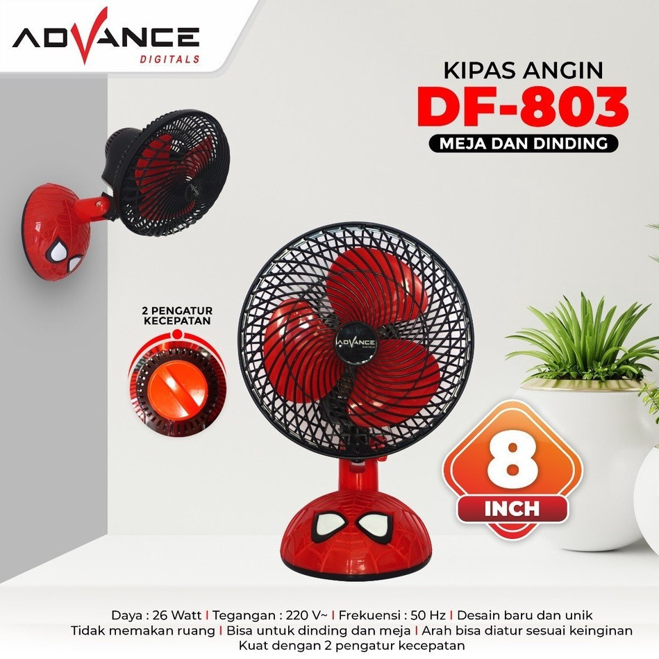 Kipas angin duduk dan gantung DF803 Spiderman / kipas angin meja dan dinding DF803