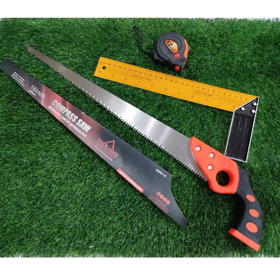 PAKET TUKANG -Gergaji kayu baja asli siap pakai -Palu kambing -Linggis mini -Meteran viper