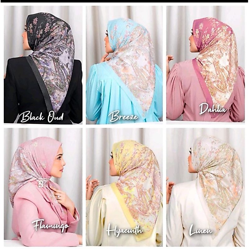 HIJAB SEGIEMPAT BUTTONSCARVES DUBAI SERIES LOGO PIN B (FREE POUCH HIJAB)