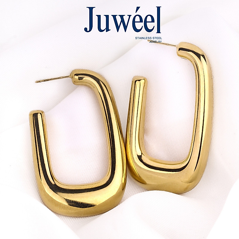 Juweél Bolt U-Shape Stainless Steel Hoop Earrings
