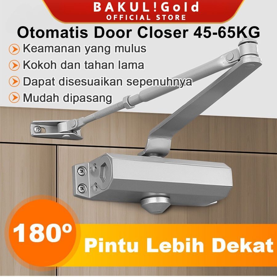 tiffa Penutup Pintu Otomatis Door Closer Hidrolik 45-65KG 180 Derajat Tahan Buka Kecepatan Disesuaik