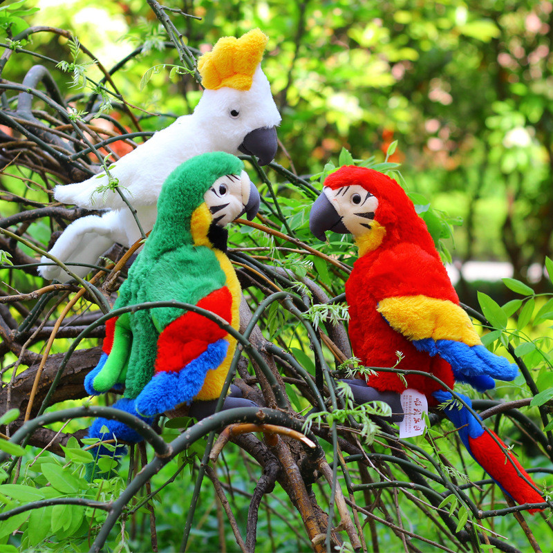 Boneka Burung Beo Macaw Baru, Boneka Burung Beo Bunga Matahari Putih