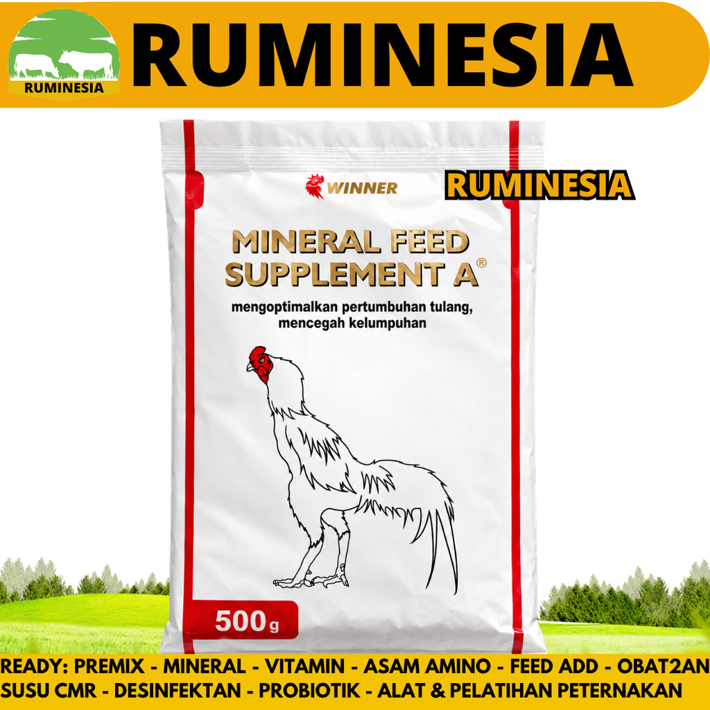 MINERAL FEED SUPPLEMENT A LAGA 500 GRAM WINNER - Obat Ayam Lumpuh Bangkok Aduan Tulang Bulu Premix