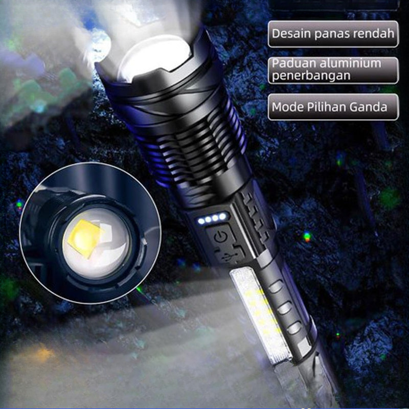 Senter Swat Police Terbaik / zoom 7 mode cahaya senter/Senter Led Rechargeable /Senter led a76 jarak