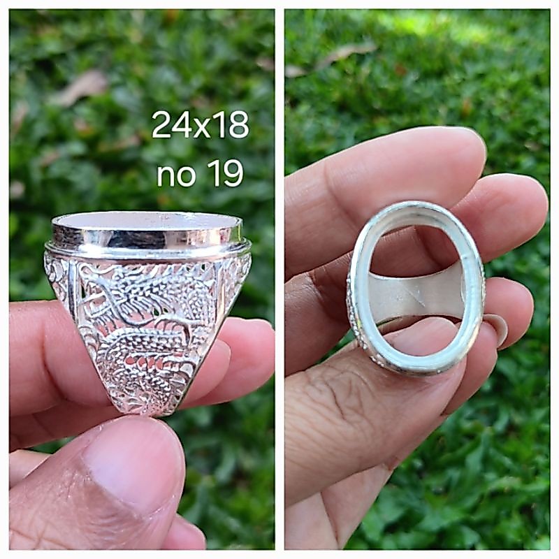 emban/ cincin perak ukir naga sekat
