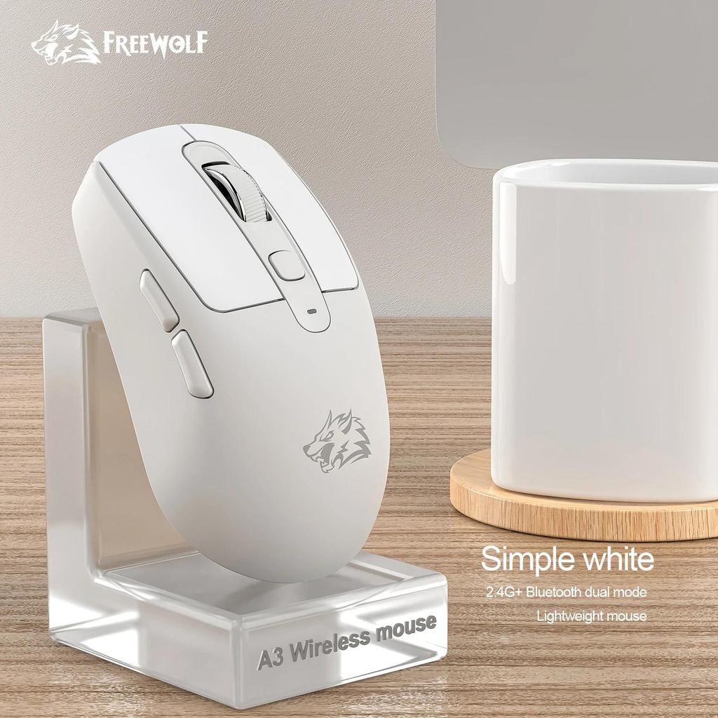 FREEWOLF A3 Silent Lightweight Mouse,Bluetooth Wireless Dualmode,ABS SkinFriendly Material NonFang,O