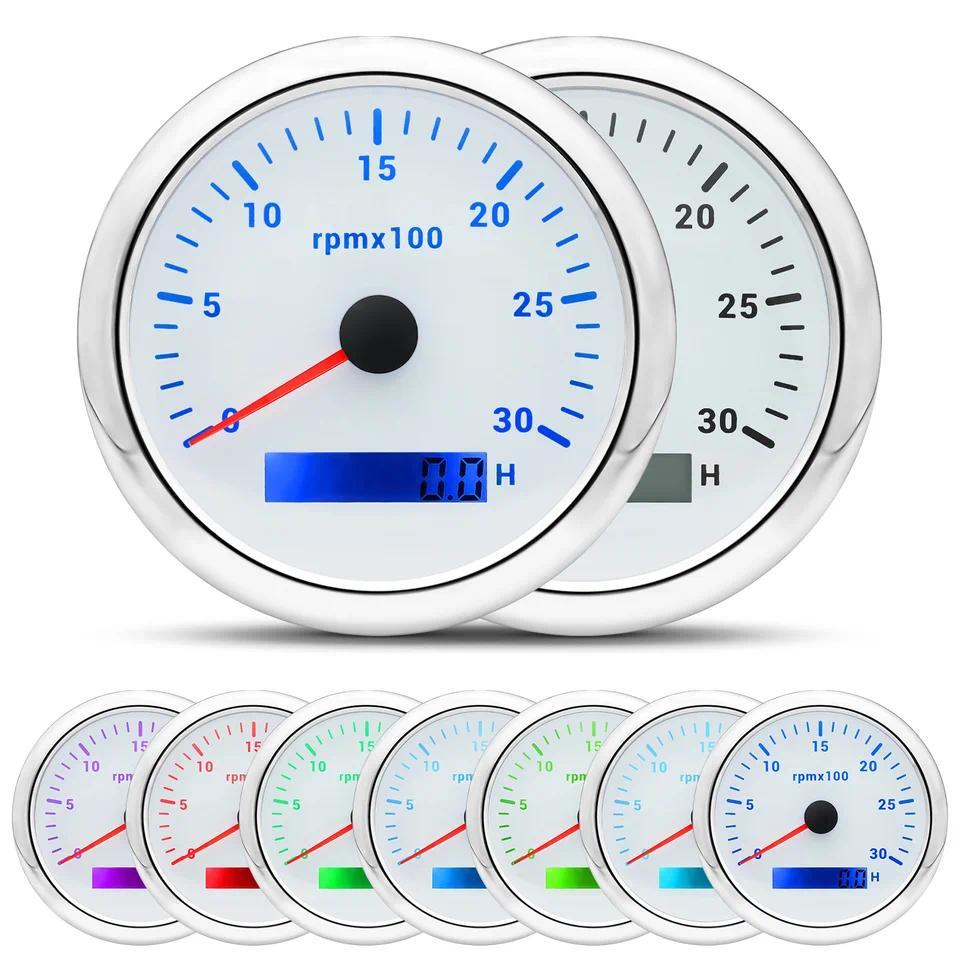 3000/4000/6000/7000/8000 RPM 85mm Tachometer with 7 Color Backlight for 1-10 Cylinder Petrol Diesel 