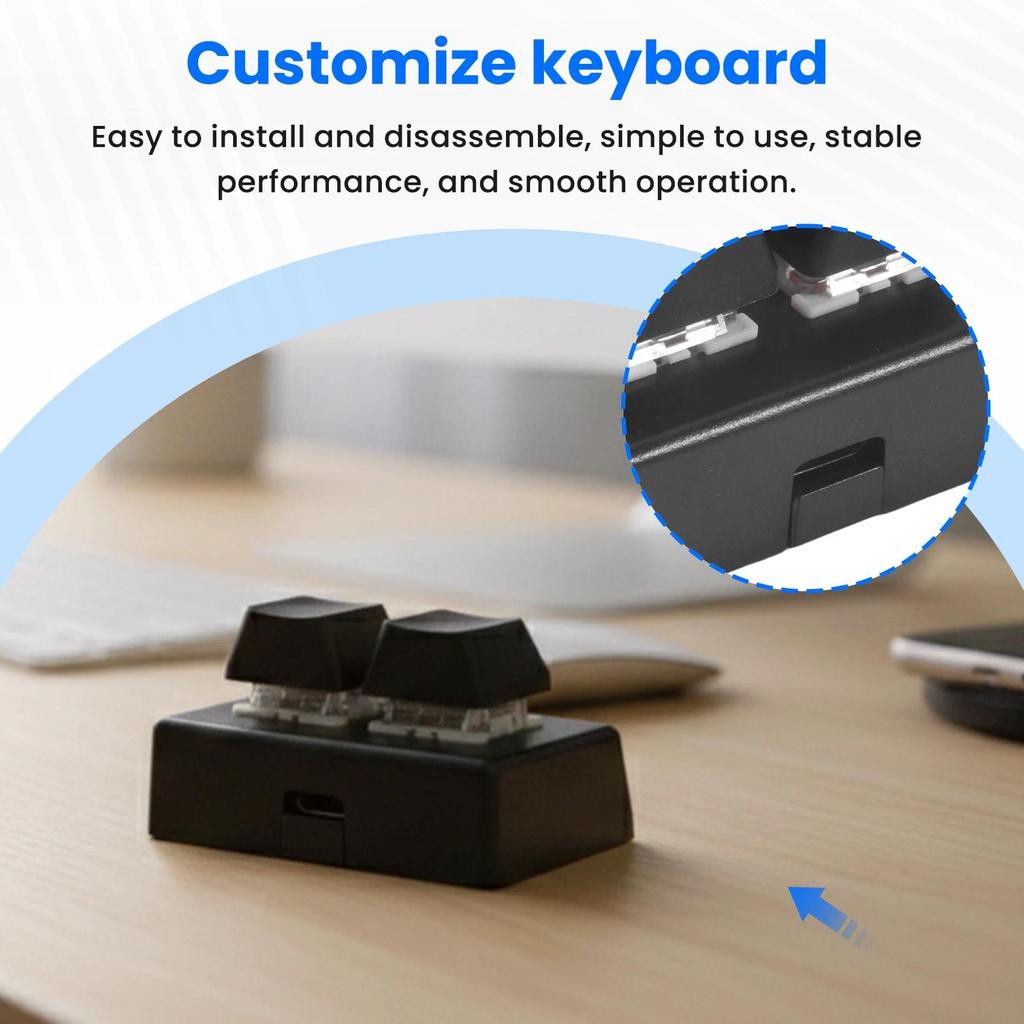 C-Convenient-2 Keys Macro Programming Keyboard RGB Mini Keyboard Gaming Drawing Red Swit Custom Keyb