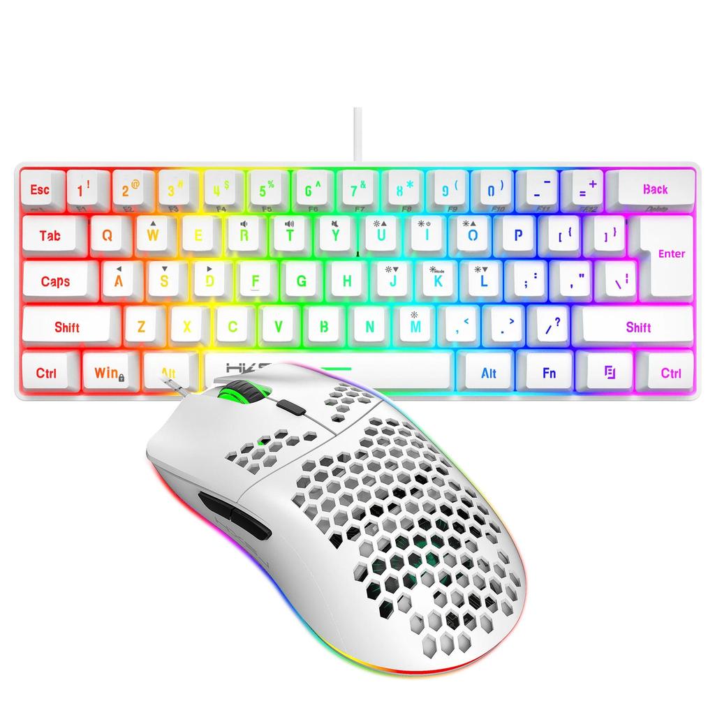 Hot selling HXSJ 61 keys V700 RGB luminous meanical feel keyboard and mouse combos gaming set for co