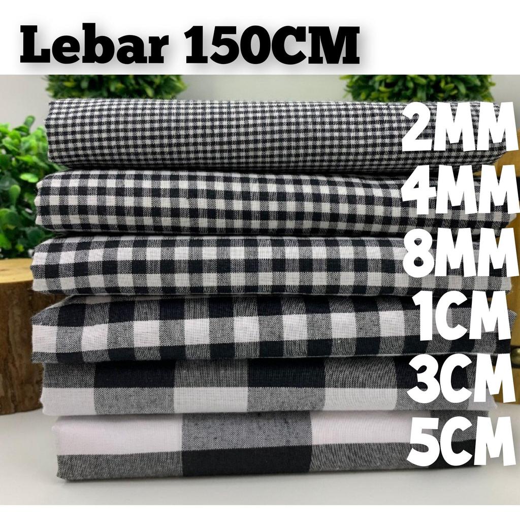 1-5 Meter Kain kotak-kotak Warna Hitam Kain Poleng berbagai ukuran motif -Bebas pilih sesuai keingin