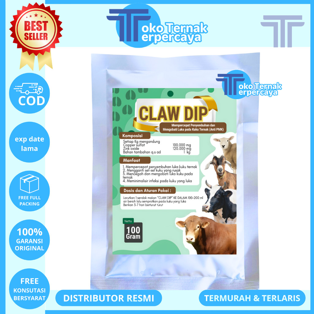 CLAW DIP 100 GRAM - Obat Kuku Sapi - Mengobati Luka Kuku Teracak & Kulit Sapi - Mencegah Infeksi Kuk