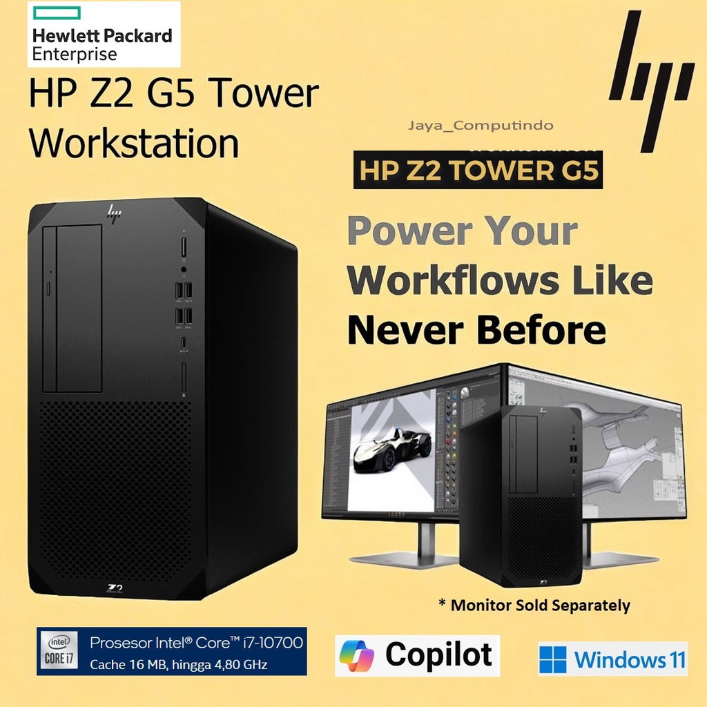 HP Z2 G5 Workstation PC Server Core i7 Gen10 64GB SSD 2TB Win11 for Design Render Gaming/Kerja Berat