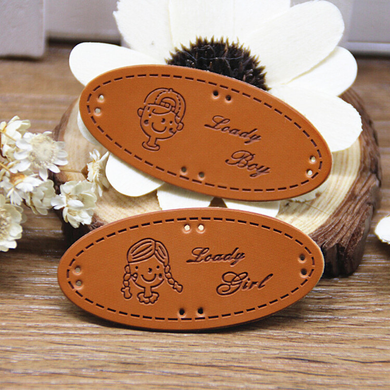 

500pcs Custom pu leather embossed label 5 cm * 2 cm DIY Patchwork clothing Labels