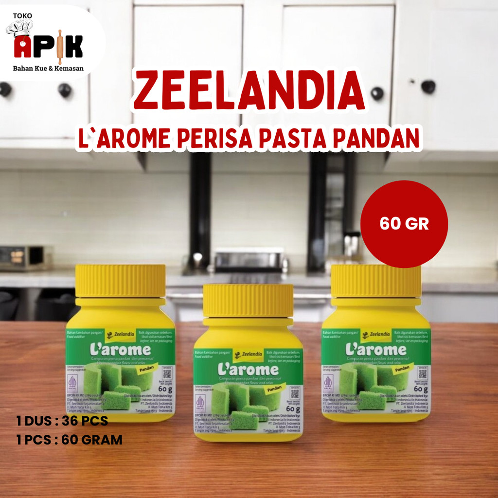 

ZEELANDIA LAROME PANDAN 60 GR / CAMPURAN PERISA DAN PEWARNA PANDAN